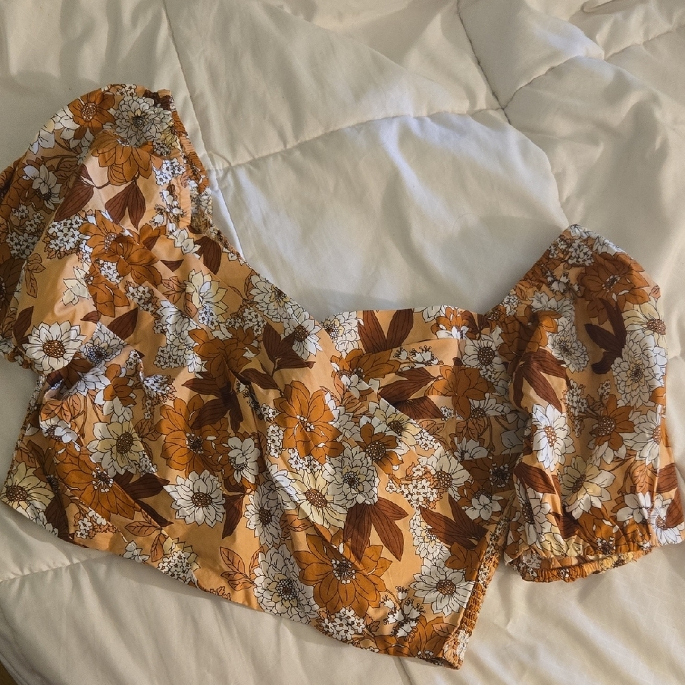 J. Crew Orange and Brown Crop Top